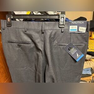 Nautica Men's charcoal wool pleated dress pants size 36 x 30 NWT